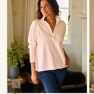 Sold Frank & Eileen Patrick Popover Henley Triple Fleece Biscotti Light pink L